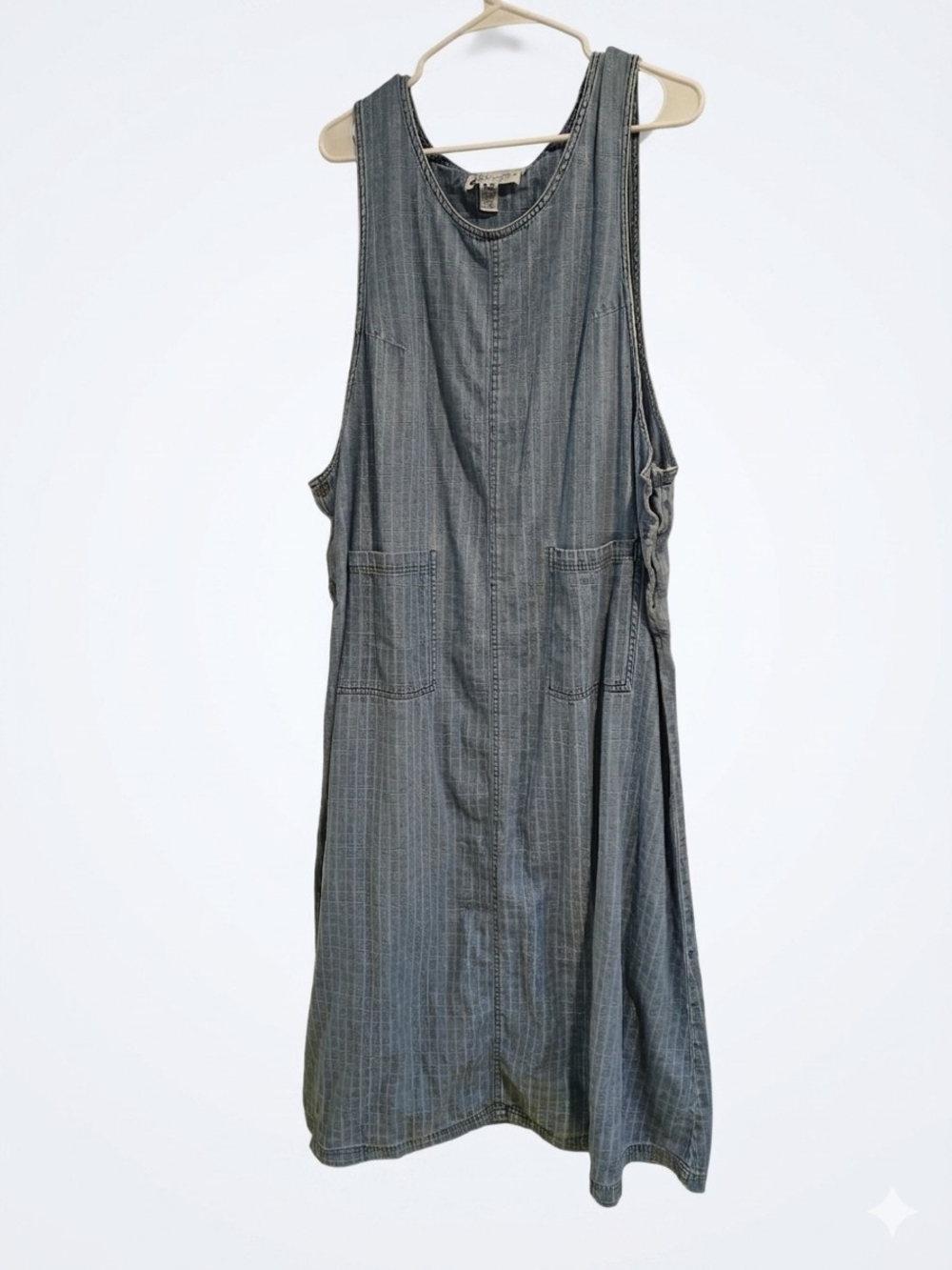 Marsh Landing Gray Pinstriped Denim Vintage Dress Womens 3x GUC